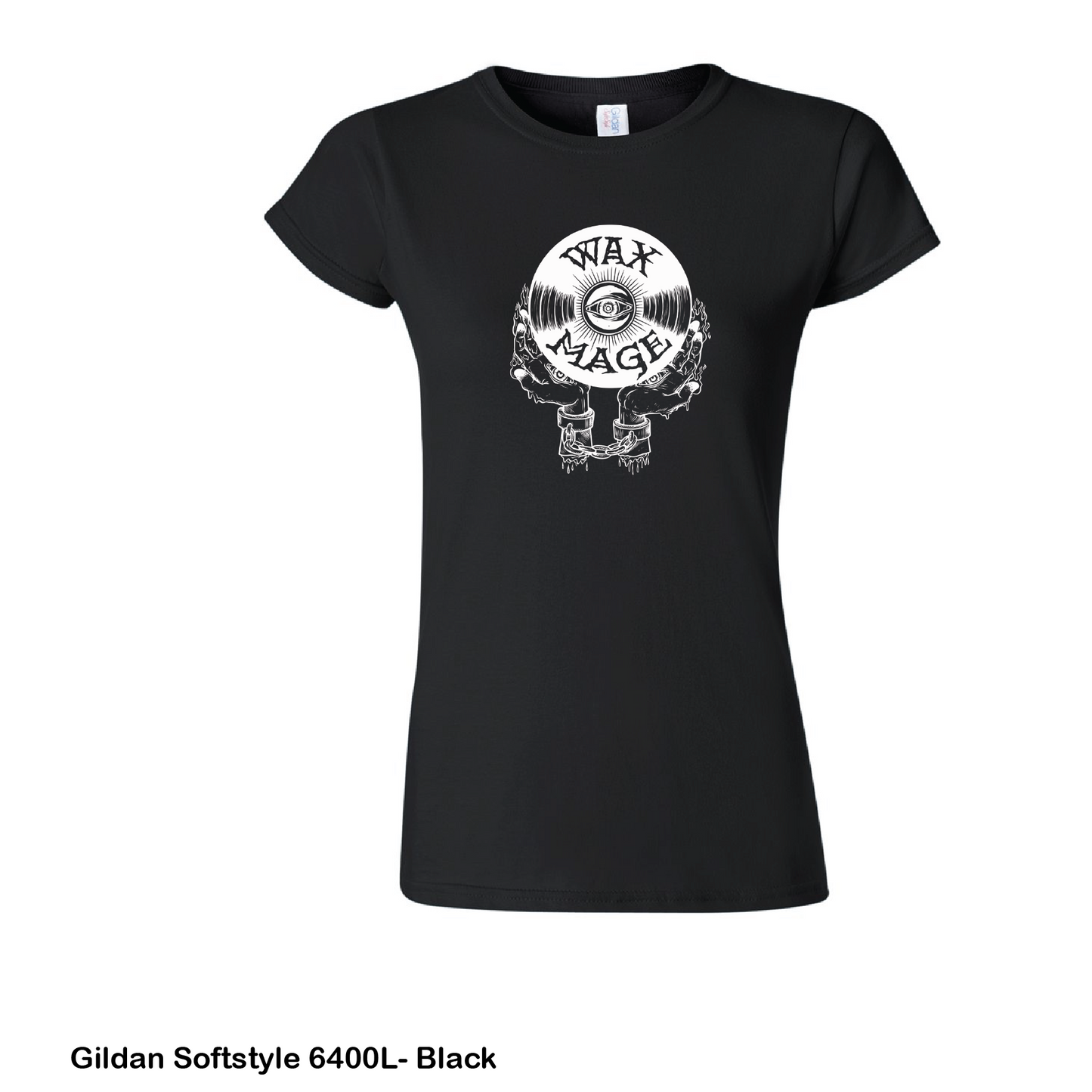 Ladies cut Black T White Logo!